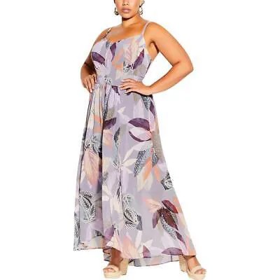 Женское фиолетовое летнее плиссированное платье макси City Chic с принтом S BHFO 0418
