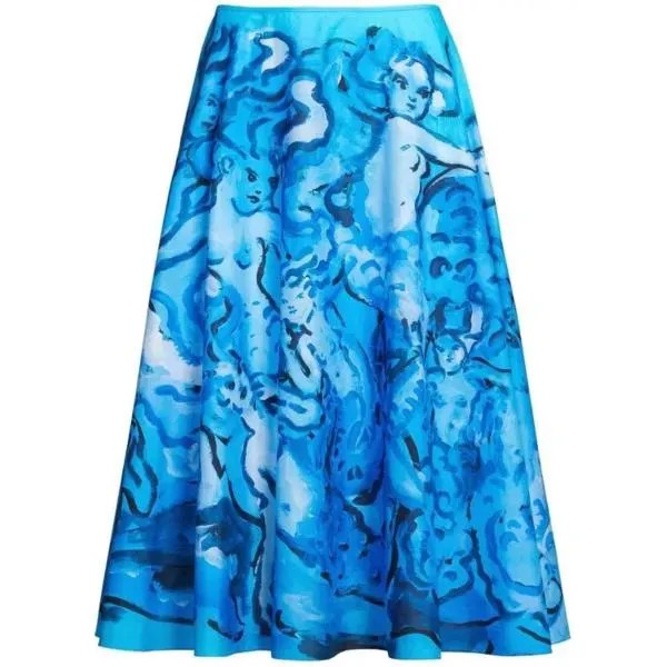Юбка painterly-print a-line skirt Marni, синий