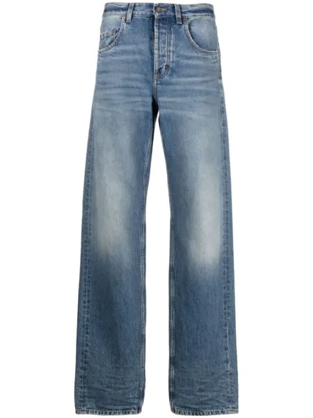 Saint Laurent широкие джинсы с завышенной талией, синий