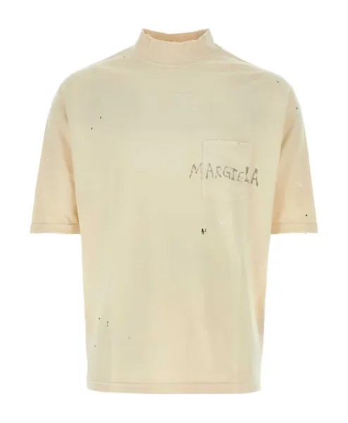 Хлопковая футболка Maison Margiela, бежевый