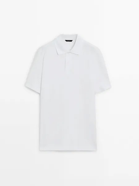 Рубашка поло из мерсеризованного хлопка с короткими рукавами Massimo Dutti, белый