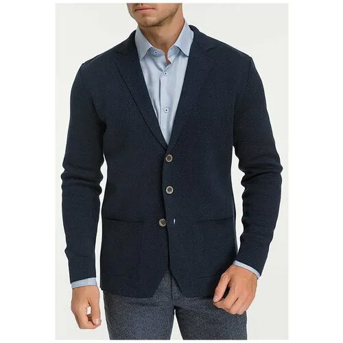 Пиджак GREG, силуэт полуприлегающий, однобортный, размер 54, синий