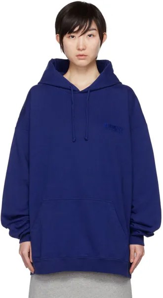 Синий худи с вышивкой VETEMENTS