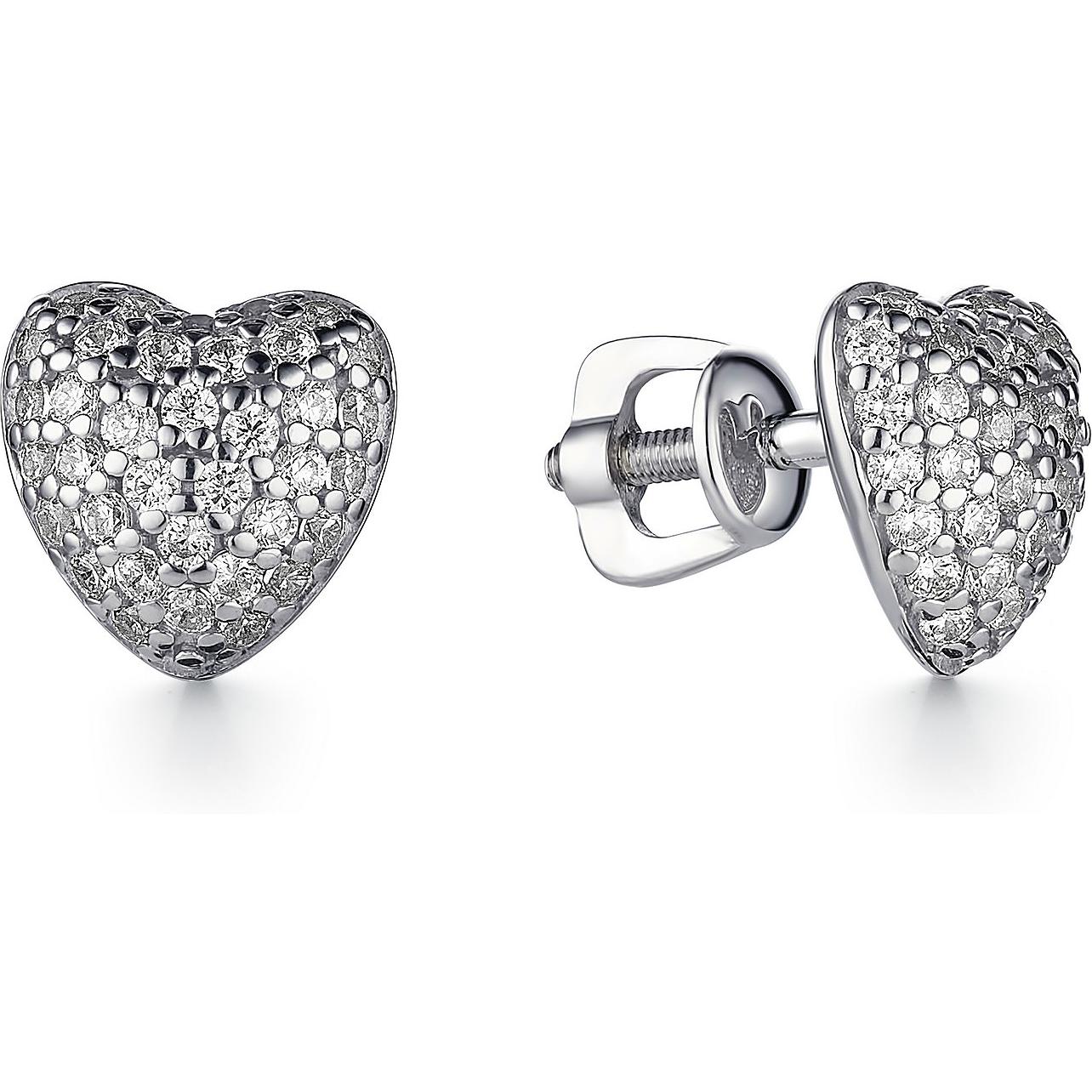 Серьги женские из серебра АЛЬКОР 02-1367, фианит