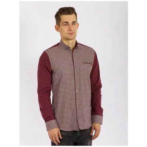 Рубашка Dairos, повседневный стиль, полуприлегающий силуэт, длинный рукав, размер 5XL, бордовый