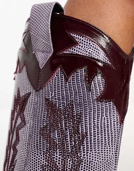 Сиреневые кожаные ботинки в стиле вестерн ASOS Cannon