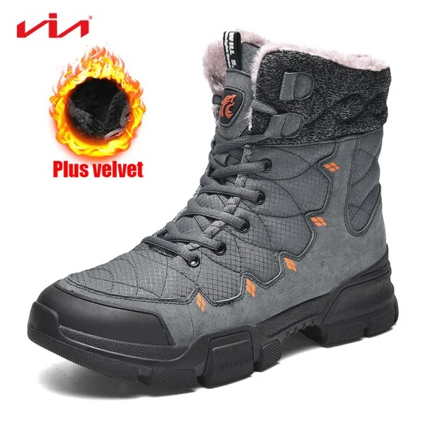 Зимние ботинки, уличная полевая спортивная обувь для пешего туризма, кожаные водонепроницаемые ботинки телесного цвета, безопасная рабоча...