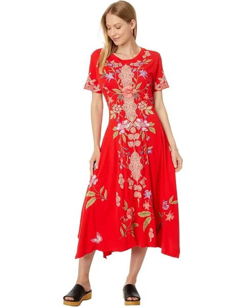 Платье Johnny Was Handkerchief Knit Dress - Dacie, цвет Fiery Red
