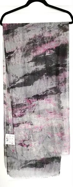 LULLA COLLECTION BINDYA Длинный прямоугольный шарф с бахромой серебристого, черного и розового цвета металлик