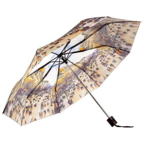 Зонт-трость Paccia, механика, 3 сложения, купол 100 см., 8 спиц, чехол в комплекте, для женщин, бежевый