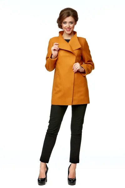 Пальто женское МОСМЕХА 8002002 оранжевое 46 RU