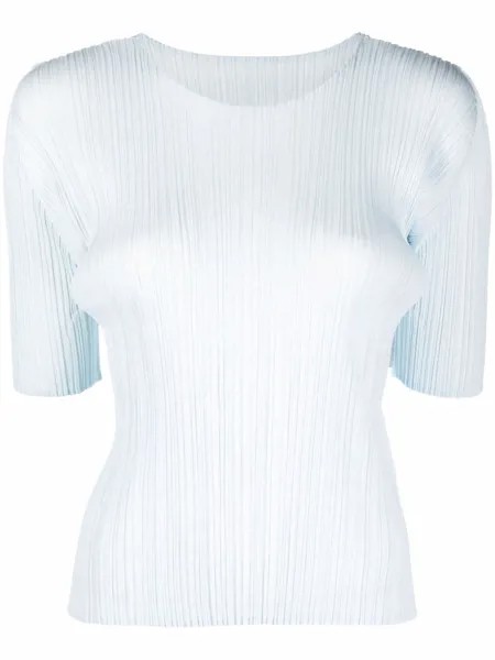 Pleats Please Issey Miyake плиссированная блузка с короткими рукавами