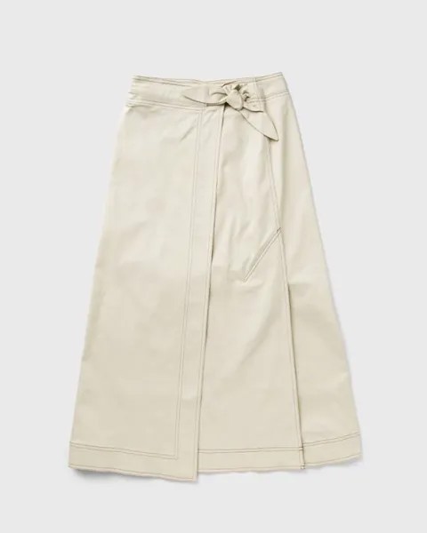 Юбка Ganni Herringbone Canvas Long Wrap Skirt, цвет summer sand