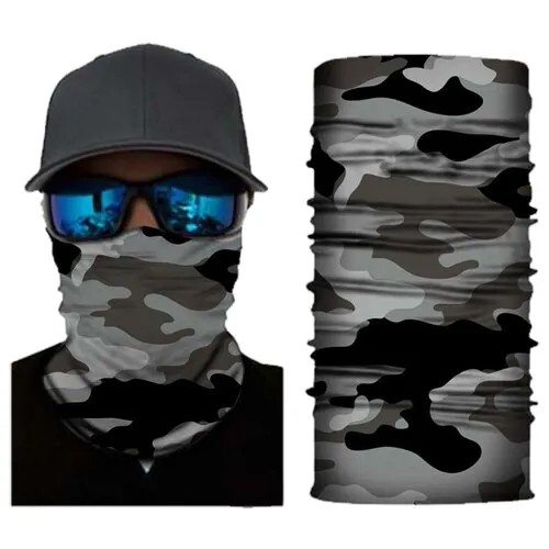 Бесшовная бандана-труба, камуфляж 10, черно-серый, camouflage GF 5565