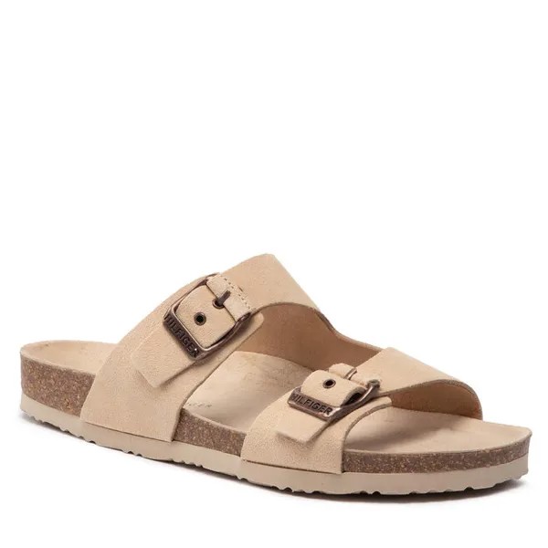 Шлепанцы Tommy Hilfiger CorkSuede Buckle, бежевый