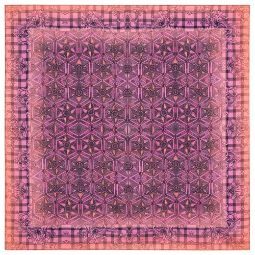 Платок Павловопосадская платочная мануфактура,80х80 см, розовый, фиолетовый