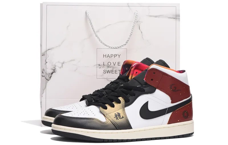 Кроссовки Air Jordan 1 Vintage Basketball Shoes Men Mid-top Red, красный
