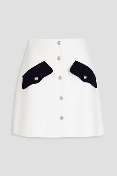Двухцветная мини-юбка из хлопкового твида Boutique Moschino, белый