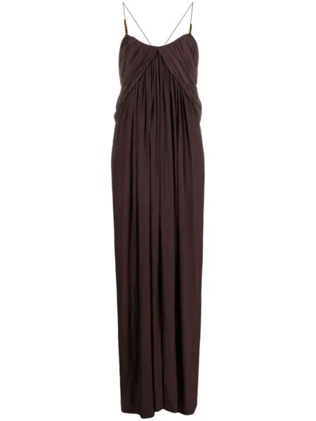 Lanvin платье макси без рукавов с драпировкой, коричневый
