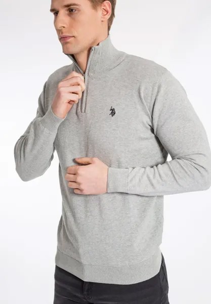 Вязаный свитер BRISON HALF-ZIP U.S. Polo Assn., цвет grey melange