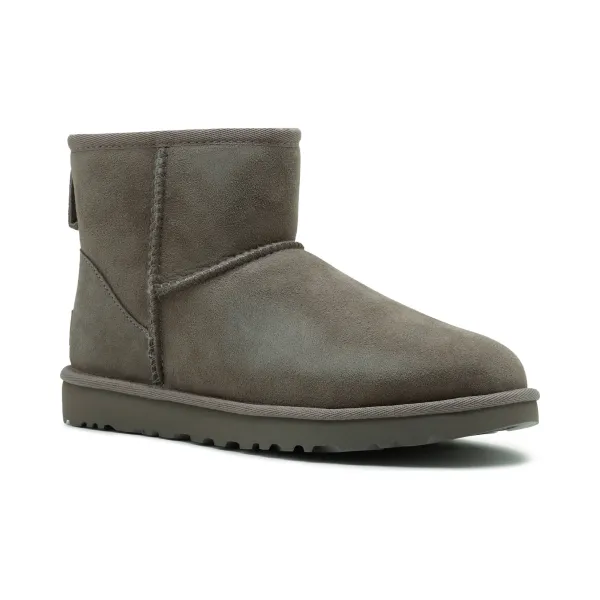 Кожаные зимние ботинки Classic Mini II с добавлением шерсти Ugg, серый