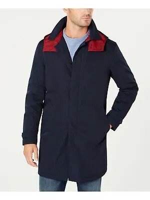 Мужской плащ TOMMY HILFIGER Quest темно-синий стеганый со съемным капюшоном 44R