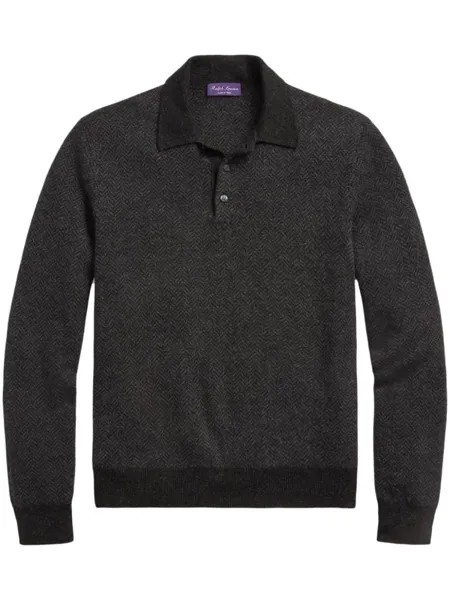 Ralph Lauren Purple Label кашемировая рубашка поло с узором в елочку, серый