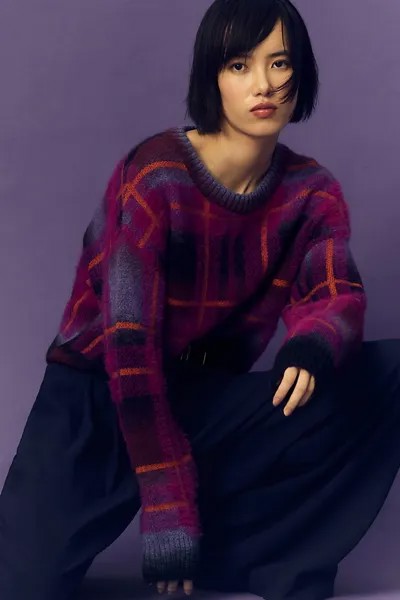 Свитер Anthropologie Maeve с длинными рукавами, розовый