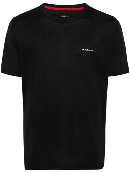 Футболка с вышитым логотипом Kiton, черный