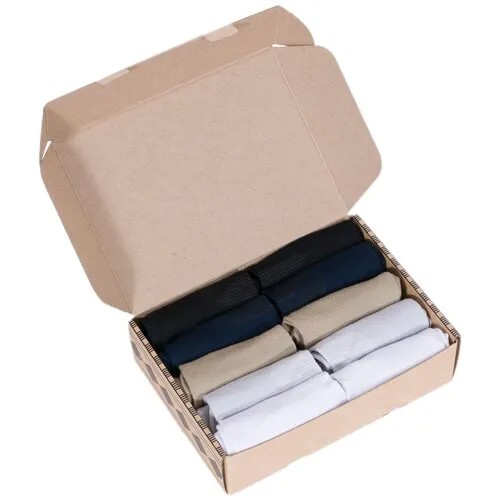 Носки  унисекс Grinston, 10 пар, укороченные, подарочная упаковка, размер 23/25, бежевый, синий