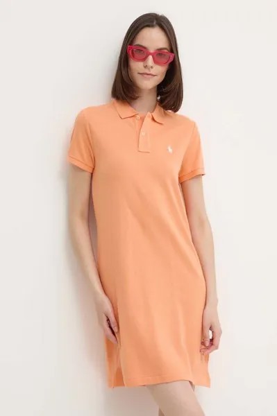Хлопковое платье Polo Ralph Lauren, оранжевый