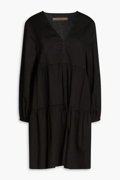 Многоярусное мини-платье из хлопка и поплина ENZA COSTA, черный