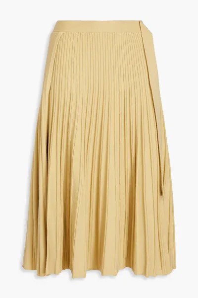 Плиссированная юбка миди с эффектом шерсти и запахом 3.1 Phillip Lim, пастельно-желтый
