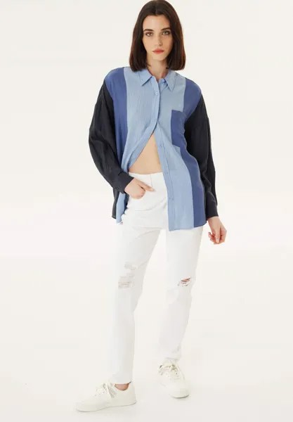 Блузка-рубашка Relaxed Fit Color Twist, синяя