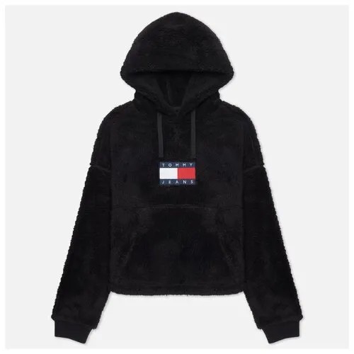 Женская толстовка Tommy Jeans ABO Cropped Plush Hoodie чёрный , Размер M