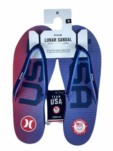НОВЫЕ сандалии Hurley Lunar Flip Flop ЖЕНСКИЕ Олимпийская сборная США США Синий Красный Размер 11 NWT