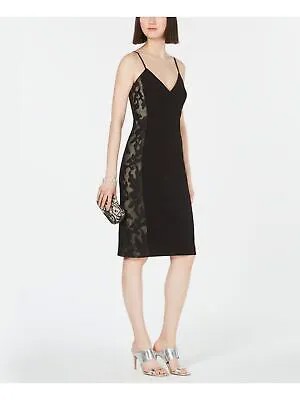 VINCE CAMUTO Женское черное коктейльное облегающее платье длиной до колена без рукавов со вставкой 4