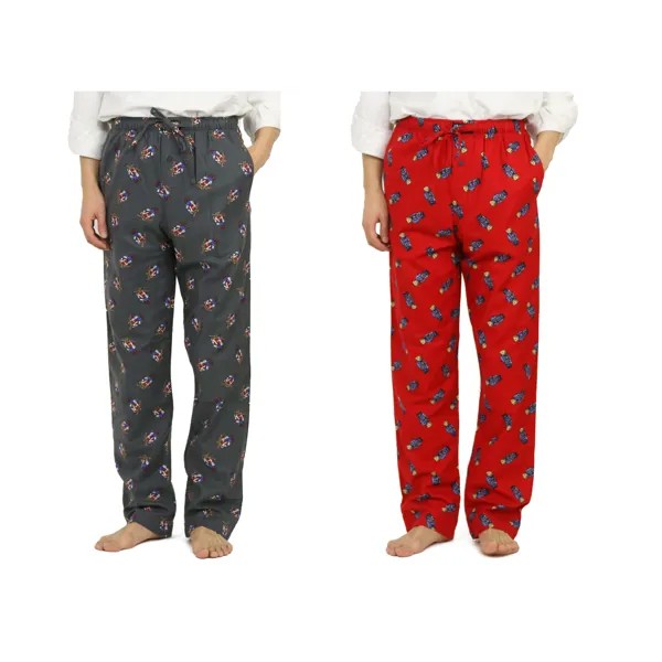 Фланелевые пижамные штаны Polo Ralph Lauren Bear, красный, серый — 2 цвета