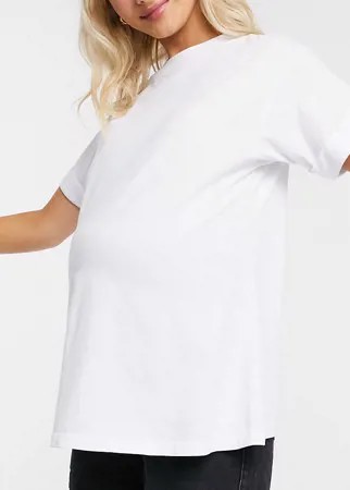 Белая свободная футболка с отворотами ASOS DESIGN Maternity-Белый