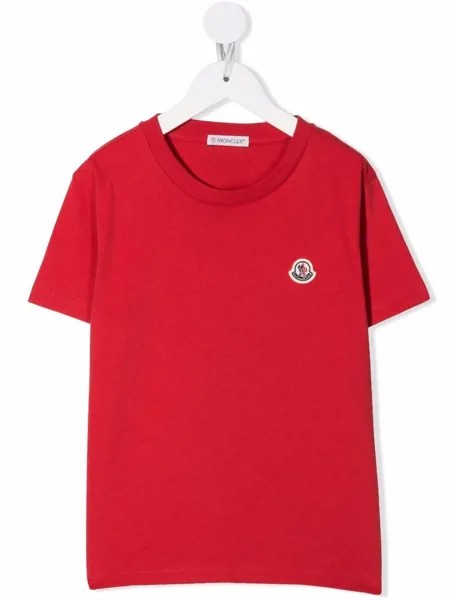 Moncler Enfant футболка с вышитым логотипом