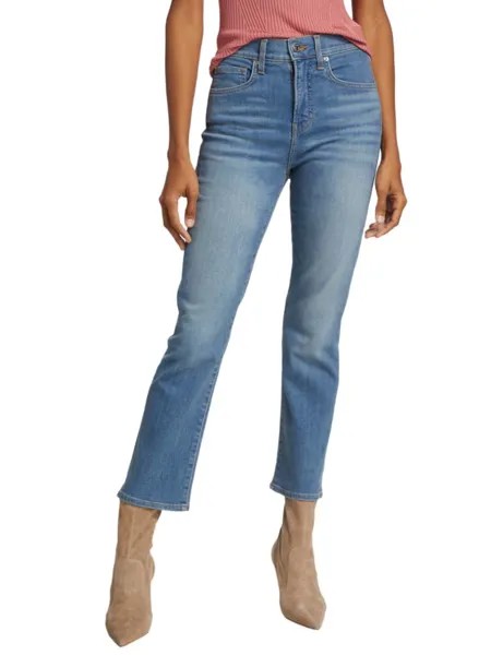 Прямые укороченные эластичные джинсы Carly с высокой посадкой Veronica Beard, цвет Light Blue