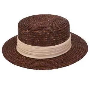 Летняя плетеная шляпа в коричневом цвете с широкой лентой. Такой аксессуар станет не только стильным элементом гардероба, но и защитой от нежелательных солнечных лучей. Шляпа будет гармонично сочетаться с летними платьями, сарафанами, брючными костюмами.