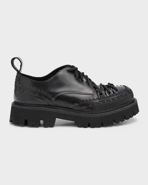 Мужские кожаные лоферы дерби с удлиненной шнуровкой Moschino, цвет Black Multi