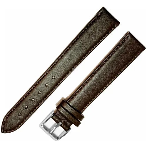 Ремешок 1805-01-1-2 Д Classic Коричневый кожаный ремень 18 мм для часов наручных длинный из кожи натуральной мужской гладкий