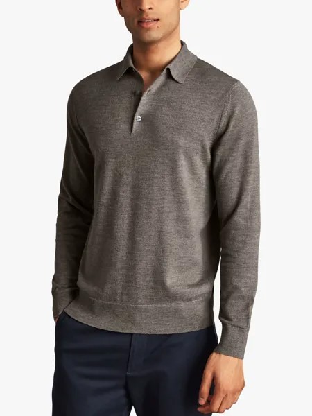 Джемпер-поло Charles Tyrwhitt из мериносовой шерсти, цвет мокко