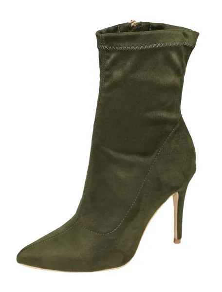 Milanoo Stretch Ankle Boots High Heel Hunter Green Zip Up Stiletto Heel Pointed Toe Booties