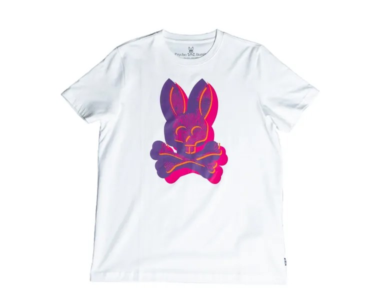 Белая мужская футболка Psycho Bunny Nickolas с рисунком B6U820S1PC-WHT, белый