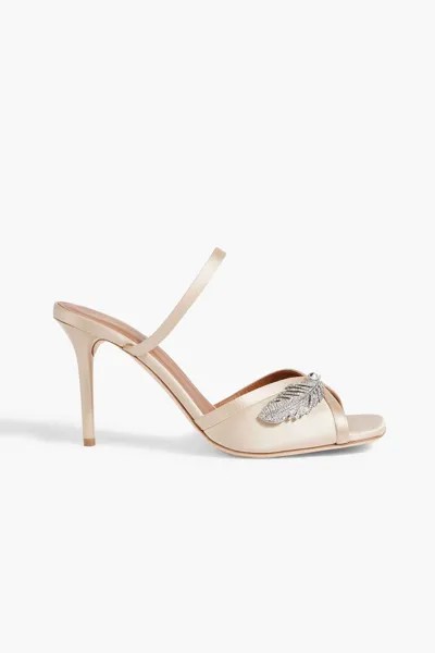 Атласные мюли Fion 85 с декором MALONE SOULIERS, платиновый