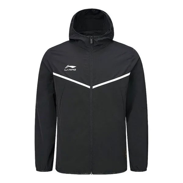 Куртка с логотипом, спортивная, на молнии, с капюшоном Li-Ning, черный