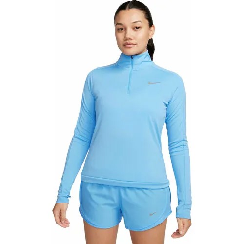 Лонгслив спортивный NIKE W NK DF PACER HZ, размер L, , голубой